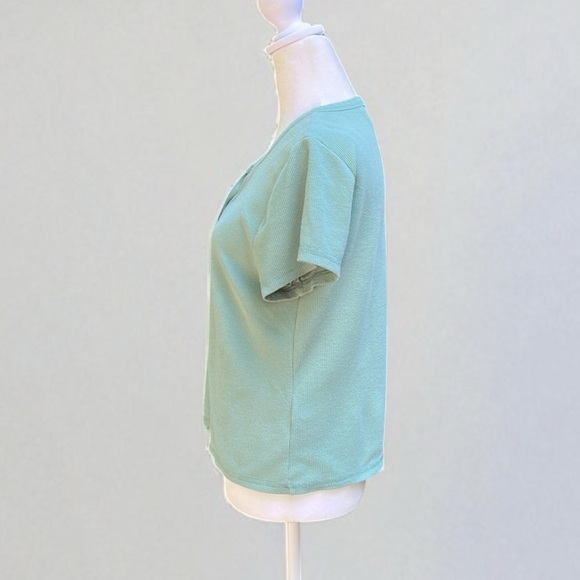Madewell Split-Neck Henley Tee in Storied Sea Size Large - Picture 6 of 11